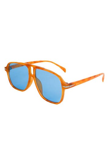 KIMU® Motor Pilotenbril Dun Oranje Montuur Kunststof Blauwe, Ophalen of Verzenden