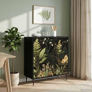 vidaXL Dressoir RHENEN Zwart eiken 69 x 33 x 76 cm Bewerkt, Verzenden, Nieuw