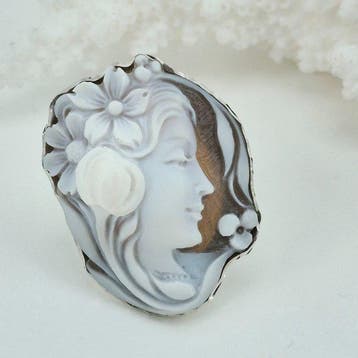 Zilver - Ring - Handgesneden camee