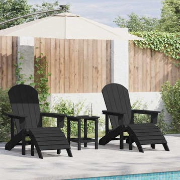 vidaXL Tuinstoel 2 st Zwart Polyetheen, Verzenden, Nieuw