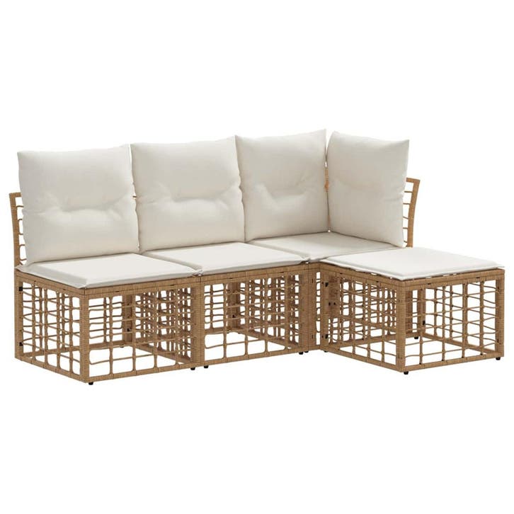 vidaXL Buiten bank set Naturel Polyester, Jardin & Terrasse, Ensembles de jardin, Envoi
