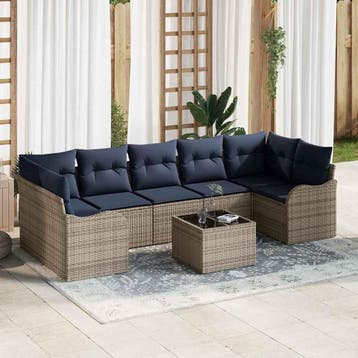 vidaXL Bankstel 8 st 7-Aantal zitplaatsen Grijs poly rattan, Verzenden, Nieuw