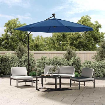 vidaXL Zweefparasol met LED en stalen paal 300 cm azuurblauw, Verzenden, Nieuw