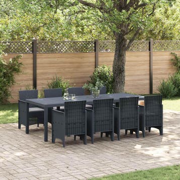 vidaXL Tuin Eettafel Set 9 st Antraciet Polypropyleen, Verzenden