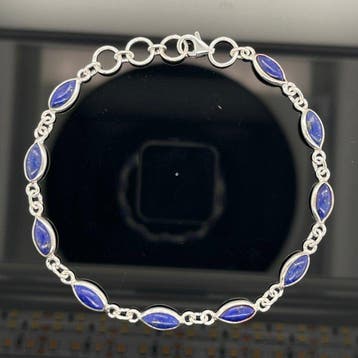 Zilver - Armband - Natuurlijke lapis lazuli