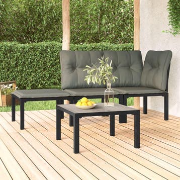 vidaXL Salontafel tuin 55x55x31 cm DPC en staal grijs, Verzenden, Nieuw