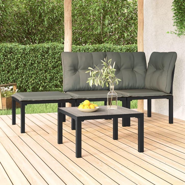 vidaXL Salontafel tuin 55x55x31 cm DPC en staal grijs, Tuin en Terras, Tuinsets en Loungesets, Nieuw, Verzenden