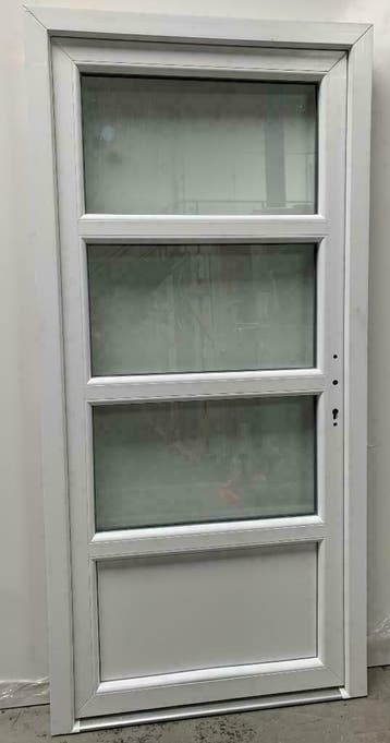 PVC Deur met 3/4 glas voor garage en tuinhuis 5-puntsluiting, Bricolage & Construction, Ophalen of Verzenden, Buitendeur