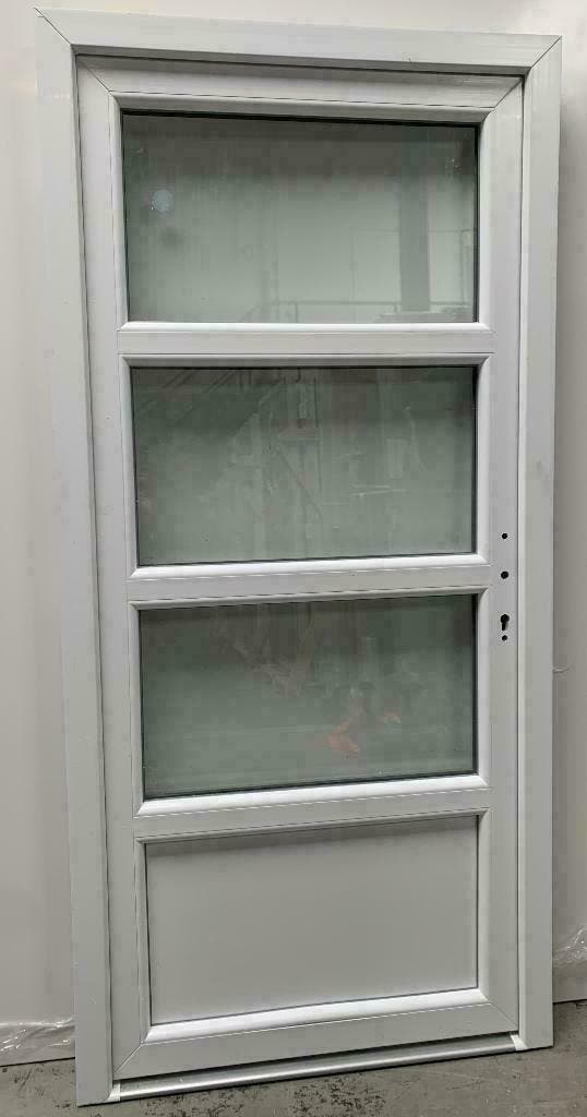 PVC Deur met 3/4 glas voor garage en tuinhuis 5-puntsluiting, Bricolage & Construction, Fenêtres & Moustiquaires, Enlèvement ou Envoi