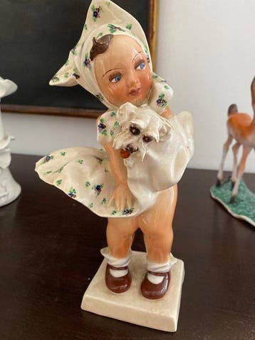 Carlo Mollica - Carlo Mollica - Figuur - Bambina con cane e