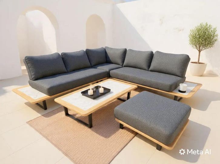 Luxe Loungeset aluminium met weersbestendige kussens 240x..., Tuin en Terras, Tuinsets en Loungesets, Nieuw, Ophalen of Verzenden