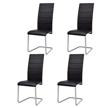 vidaXL Eetkamerstoelen 4 st kunstleer zwart, Huis en Inrichting, Stoelen, Verzenden, Nieuw