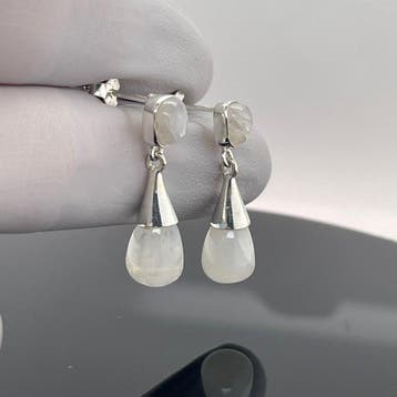 Argent - Boucles doreilles - Pierre de lune naturelle