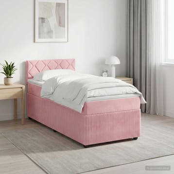 vidaXL Boxspringbed met matras met hoofdeinde Roze 80 x 200, Verzenden