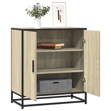 vidaXL Dressoir 68x35x76 cm bewerkt hout en metaal sonoma, Verzenden, Nieuw