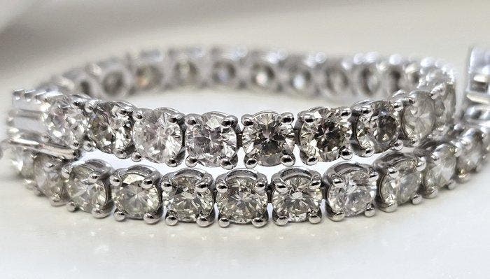 Zonder minimumprijs - Armband - 14 karaat Witgoud - 14.09ct., Handtassen en Accessoires, Armbanden