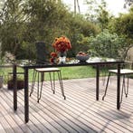 vidaXL Tuintafel 160x80x74 cm staal en gehard glas zwart, Tuin en Terras, Tuintafels, Verzenden, Nieuw