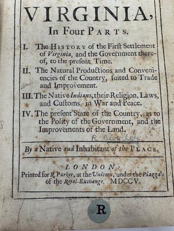 Robert Beverley - The History and Present State of Virginia