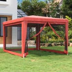 vidaXL Partytent met 4 mesh zijwanden 3x4 m HDPE rood, Verzenden