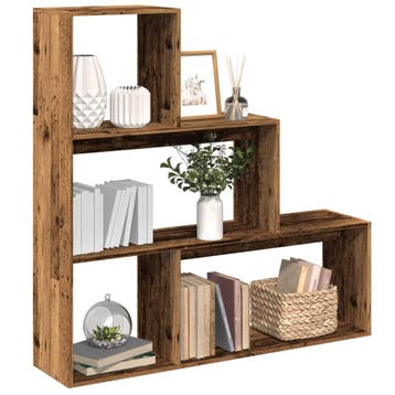 vidaXL Kamerscherm / boekenkast 3-laags 123x29x123 cm hout, Verzenden