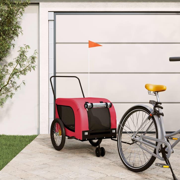 vidaXL Hondenfietstrailer oxford stof en ijzer rood en zwart, Animaux & Accessoires, Autres accessoires pour animaux, Envoi