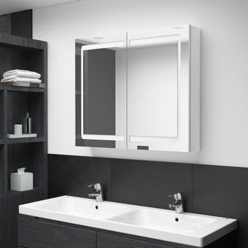 vidaXL Badkamerkast met spiegel en LED 80x12x68 cm glanzend, Verzenden, Nieuw