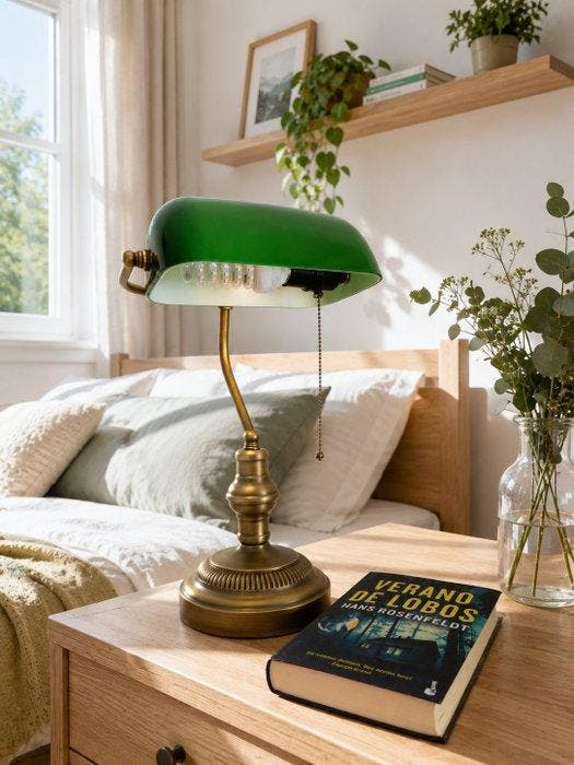 Bankierslamp - Verguld messing - bankier, Antiek en Kunst, Curiosa en Brocante