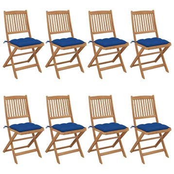 vidaXL Opklapbare stoelen, 8 stuks, inclusief kussens, van, Tuin en Terras, Verzenden, Nieuw