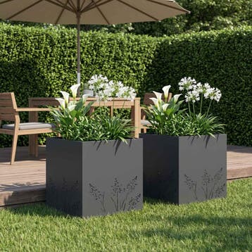 vidaXL Plantenbak 2 st Antraciet 50 x 50 x 49 cm Koudgewalst, Verzenden, Nieuw