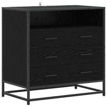 vidaXL Ladekast 3-Lade Zwart eiken 70 x 41 x 70 cm Bewerkt, Verzenden