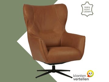 Leren draaifauteuil Leaf - Rancho Cognac (cognac) -, Eigentijds, Klassiek, Modern, Romantisch, Vintage, Nieuw, Ophalen of Verzenden