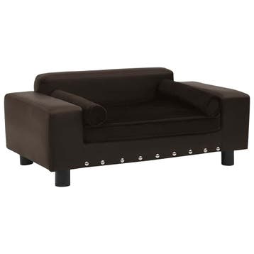 vidaXL Hondenbank 81x43x31 cm pluche en kunstleer bruin, Verzenden