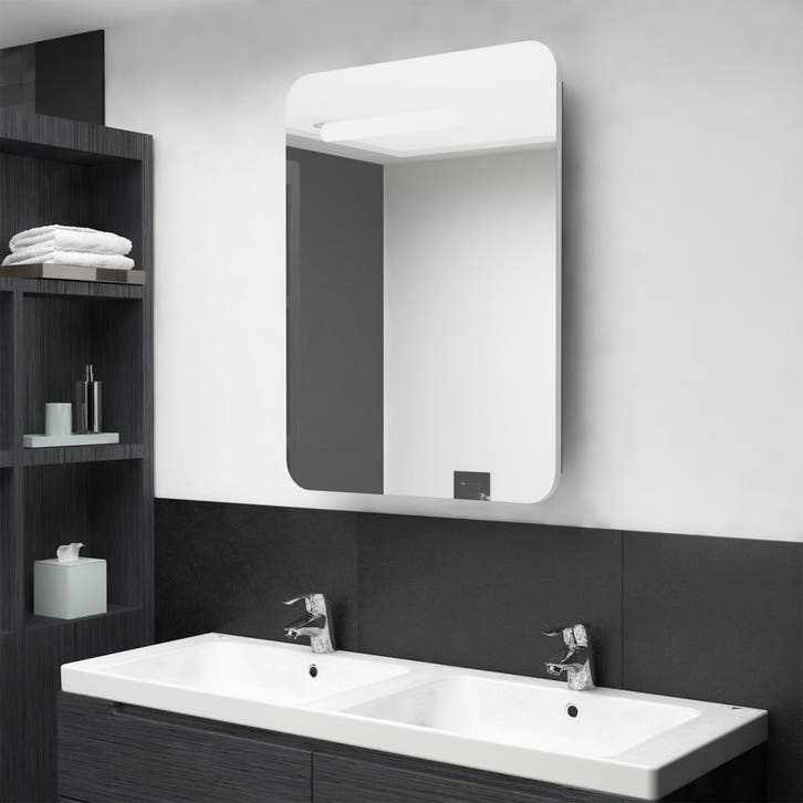 vidaXL Badkamerkast met spiegel en LED 60x11x80 cm wit en, Huis en Inrichting, Tafels | Kaptafels, Nieuw, Verzenden