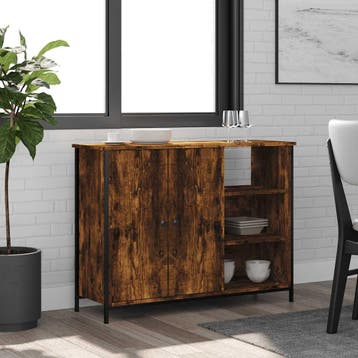 vidaXL Dressoir 100x33x75 cm bewerkt hout gerookt, Verzenden
