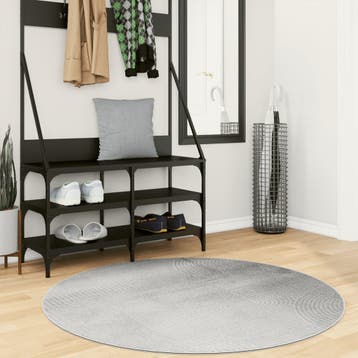 vidaXL Vloerkleed IZA laagpolig Scandinavisch Ø 120 cm grijs, Verzenden, Nieuw