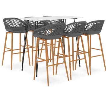 vidaXL 7-delige Barset wit en grijs, Huis en Inrichting, Complete eetkamers, Verzenden, Nieuw