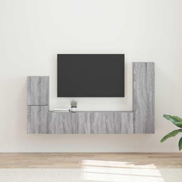 vidaXL Tv-meubelset Wandgemonteerd 4 pcs Grijs Sonoma, Huis en Inrichting, Verzenden, Nieuw