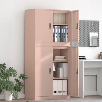 vidaXL Opbergkast 2 st Roze 80 x 40 x 175 cm Staal, Huis en Inrichting, Verzenden, Nieuw