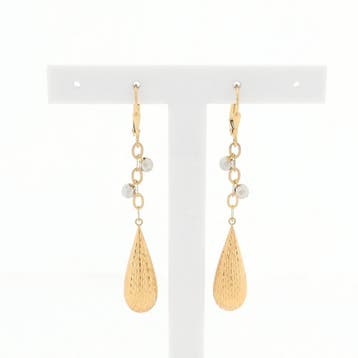 Bicolor gouden oorhangers (Oorbellen), Ophalen of Verzenden, Gebruikt, Goud, Goud