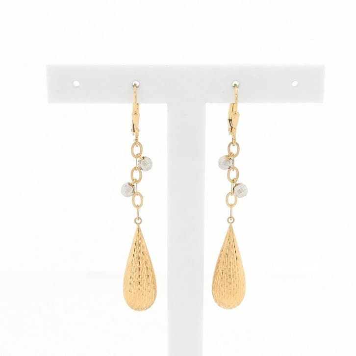 Bicolor gouden oorhangers (Oorbellen), Handtassen en Accessoires, Oorbellen, Overige kleuren, Gebruikt, Goud, Ophalen of Verzenden