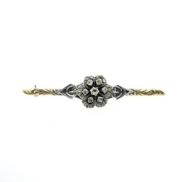 Victoriaanse gouden broche met diamant; 0,27 ct., Gebruikt, Ophalen of Verzenden, Met edelsteen, Goud