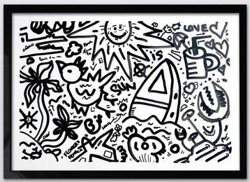 POPLEA - - DOODLE 4— by POPLEA (2000) NO RESERVE PRICE, Antiek en Kunst, Kunst | Schilderijen | Modern