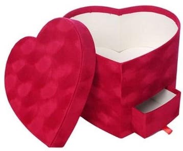 Bloemendoos rood velvet luxe met compartiment cadeau doos, Nieuw