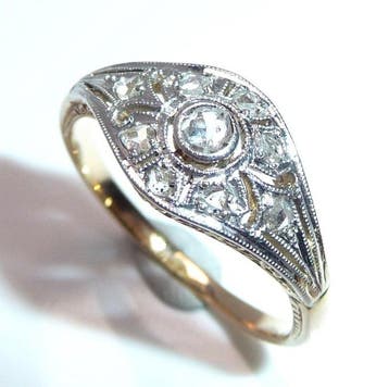 Bague - 18 carats Or jaune - 0.20ct. tw. Diamant (Naturelle)