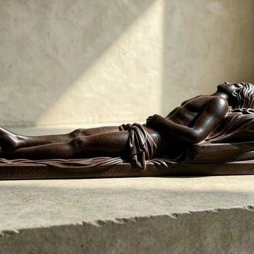 Polystone beeldje in antieke Romeinse stijl van een man