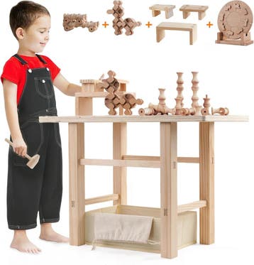 Houten werkbank 83-delig | 36% korting, retour deal!, Verzenden, Nieuw, Meubelstuk of Keukentje