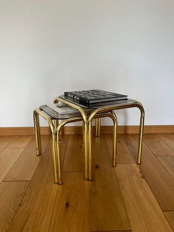 Tables gigognes - Verre, Métal - Deux tables dappoint