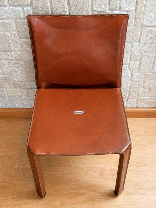 Cassina - Mario Bellini - Stoel (4) - Leer en staal, Antiek en Kunst, Kunst | Designobjecten