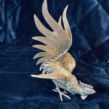 sculptuur, Vintage Pair of Gilt/Silvered Brass Fighting, Antiek en Kunst