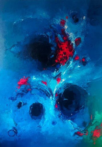 Akhenak - Rouge sur bleu, Antiek en Kunst